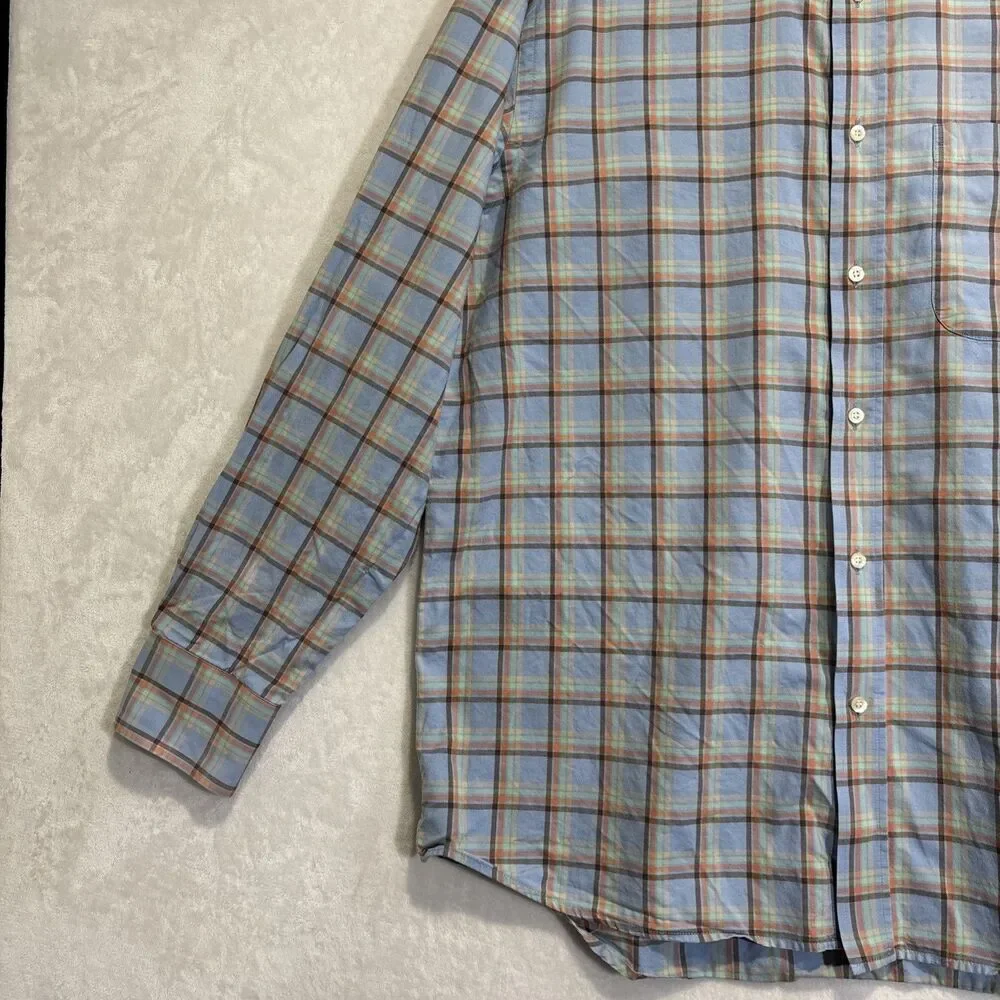 Lacoste Men's Shirt Size 44 XL  Multicolor Plaid Cotton Long Sleeve Button Down